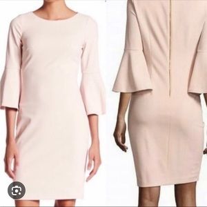 Calvin Klein Blush Pink & Black Bell Sleeve Dress - Size 2